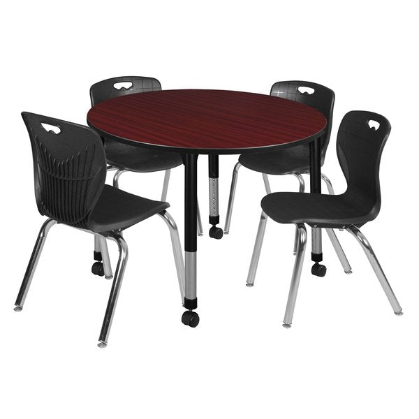 Tables > Height Adjustable > Round Mobile Table & Chair Sets, 48 X 48 X 23-34