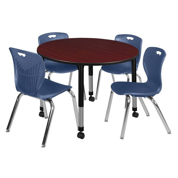 Tables > Height Adjustable > Round Mobile Table & Chair Sets, 48 X 48 X 23-34