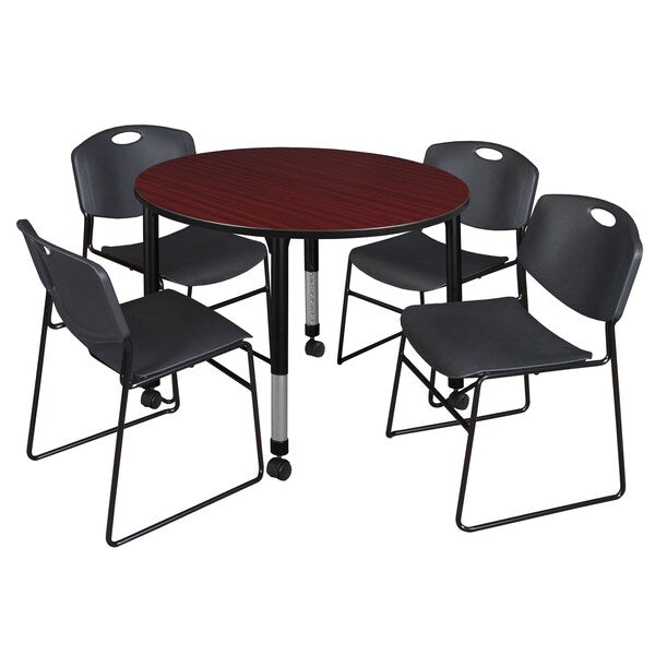Tables > Height Adjustable > Round Mobile Table & Chair Sets, 48 X 48 X 23-34