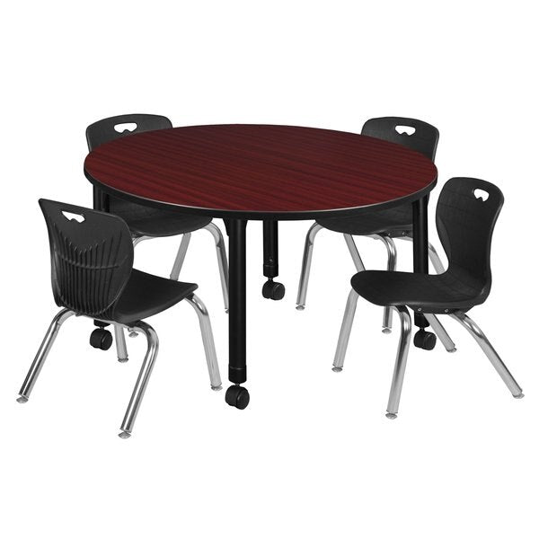 Tables > Height Adjustable > Round Mobile Table & Chair Sets, 48 X 48 X 23-34