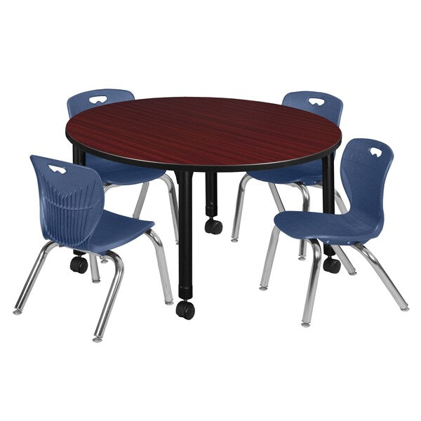 Tables > Height Adjustable > Round Mobile Table & Chair Sets, 48 X 48 X 23-34