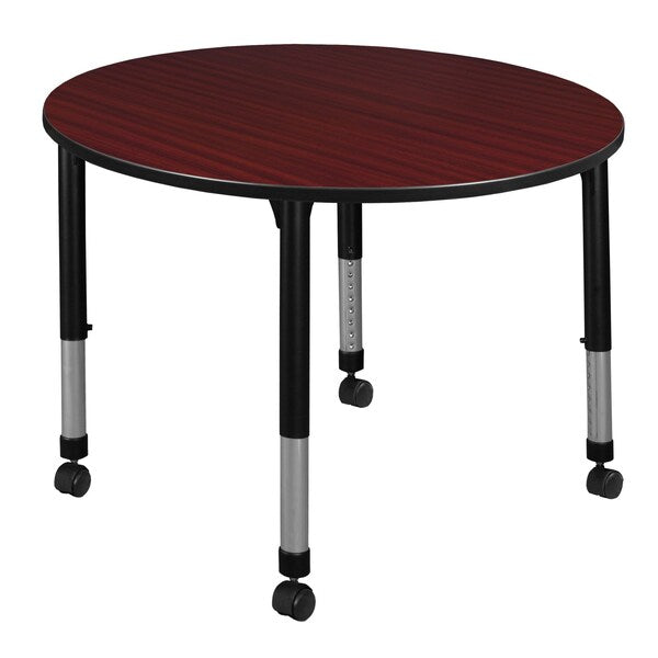Tables > Height Adjustable > Round Mobile Tables, 48 X 48 X 23-34, Wood|Metal Top