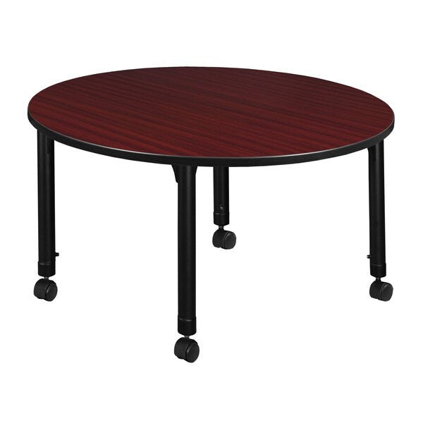 Tables > Height Adjustable > Round Mobile Tables, 48 X 48 X 23-34, Wood|Metal Top