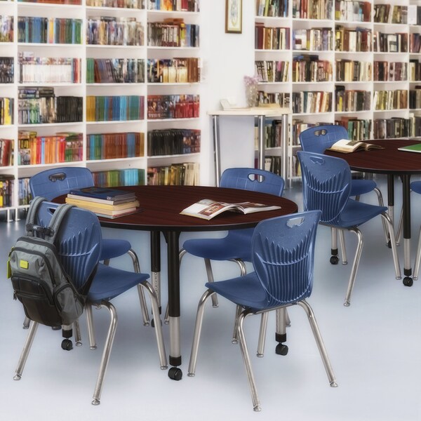 Tables > Height Adjustable > Round Mobile Tables, 48 X 48 X 23-34, Wood|Metal Top