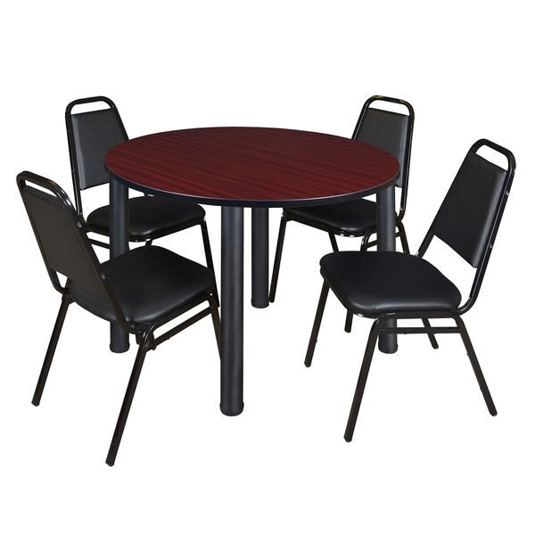 Round Tables > Breakroom Tables > Kee Round Table & Chair Sets, 48 W, 48 L, 29 H, Mahogany
