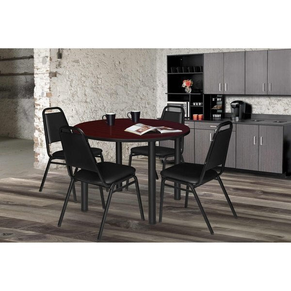 Round Tables > Breakroom Tables > Kee Round Table & Chair Sets, 48 W, 48 L, 29 H, Mahogany