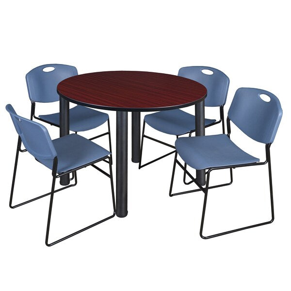 Round Tables > Breakroom Tables > Kee Round Table & Chair Sets, 48 W, 48 L, 29 H, Mahogany