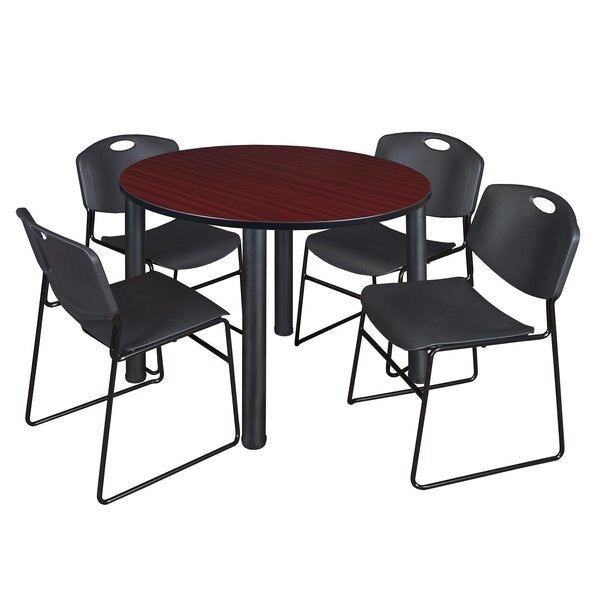Round Tables > Breakroom Tables > Kee Round Table & Chair Sets, 48 W, 48 L, 29 H, Mahogany