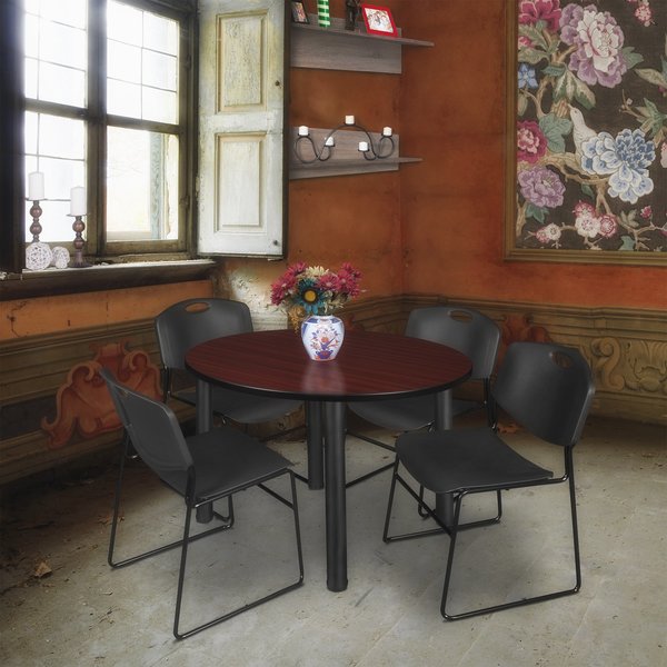 Round Tables > Breakroom Tables > Kee Round Table & Chair Sets, 48 W, 48 L, 29 H, Mahogany