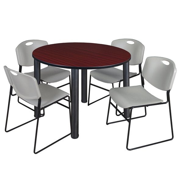 Round Tables > Breakroom Tables > Kee Round Table & Chair Sets, 48 W, 48 L, 29 H, Mahogany