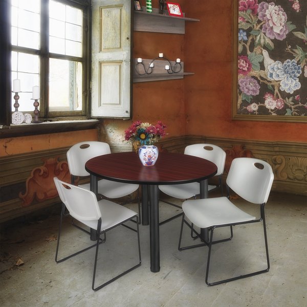 Round Tables > Breakroom Tables > Kee Round Table & Chair Sets, 48 W, 48 L, 29 H, Mahogany