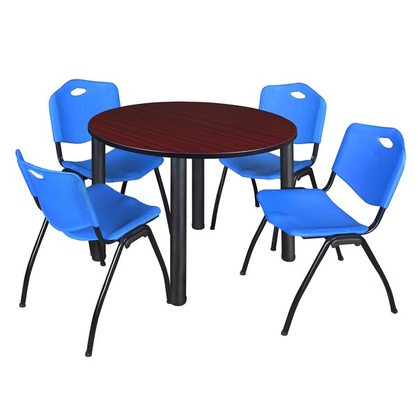 Round Tables > Breakroom Tables > Kee Round Table & Chair Sets, 48 W, 48 L, 29 H, Mahogany