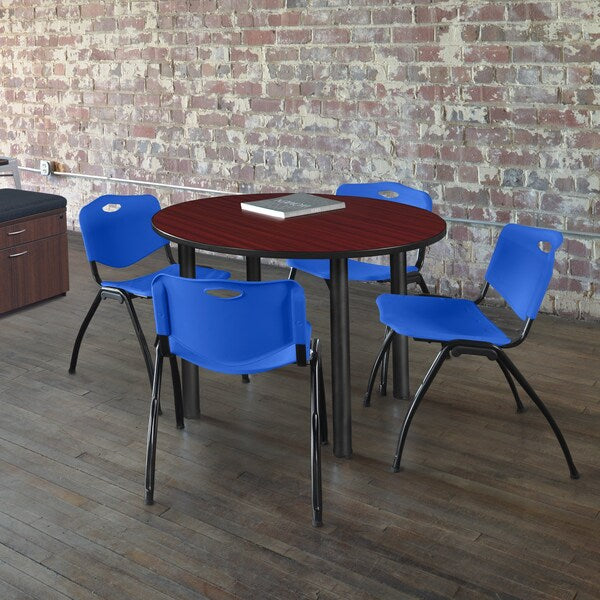 Round Tables > Breakroom Tables > Kee Round Table & Chair Sets, 48 W, 48 L, 29 H, Mahogany