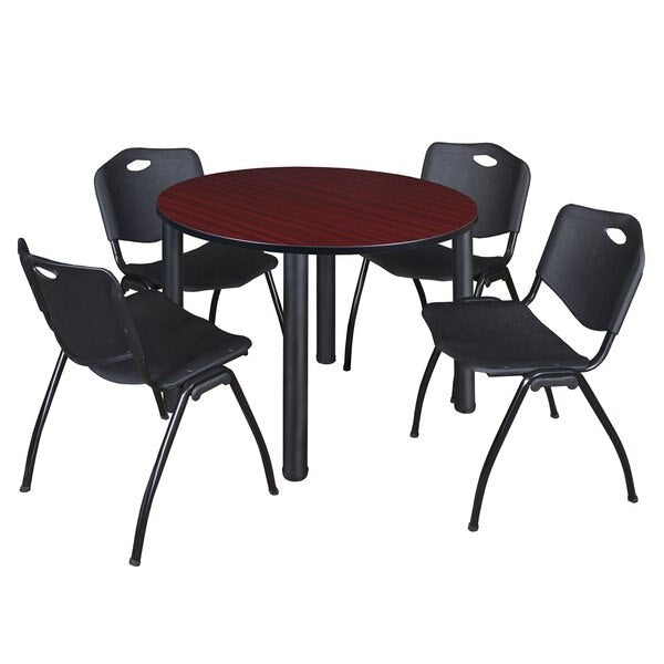 Round Tables > Breakroom Tables > Kee Round Table & Chair Sets, 48 W, 48 L, 29 H, Mahogany