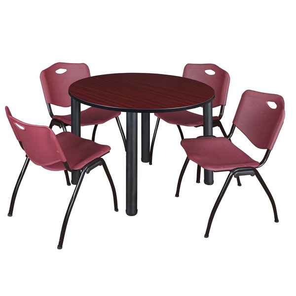 Round Tables > Breakroom Tables > Kee Round Table & Chair Sets, 48 W, 48 L, 29 H, Mahogany