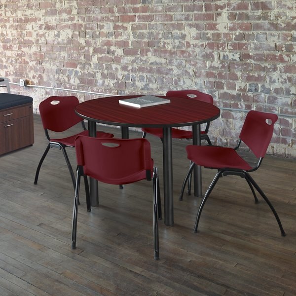 Round Tables > Breakroom Tables > Kee Round Table & Chair Sets, 48 W, 48 L, 29 H, Mahogany