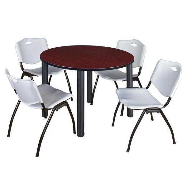 Round Tables > Breakroom Tables > Kee Round Table & Chair Sets, 48 W, 48 L, 29 H, Mahogany