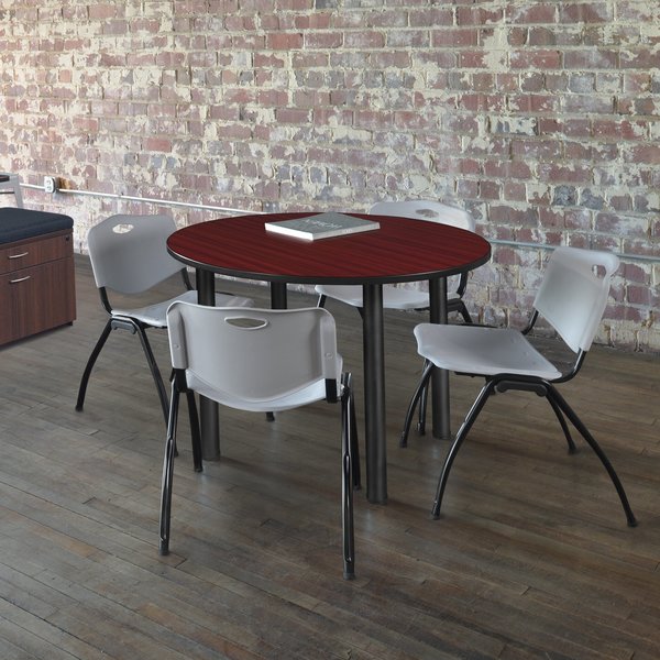 Round Tables > Breakroom Tables > Kee Round Table & Chair Sets, 48 W, 48 L, 29 H, Mahogany