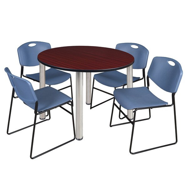 Round Tables > Breakroom Tables > Kee Round Table & Chair Sets, 48 W, 48 L, 29 H, Mahogany