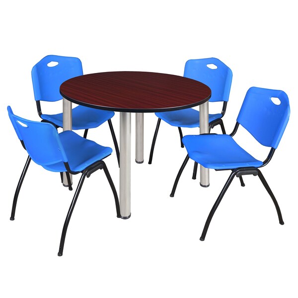 Round Tables > Breakroom Tables > Kee Round Table & Chair Sets, 48 W, 48 L, 29 H, Mahogany