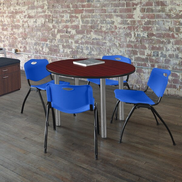 Round Tables > Breakroom Tables > Kee Round Table & Chair Sets, 48 W, 48 L, 29 H, Mahogany