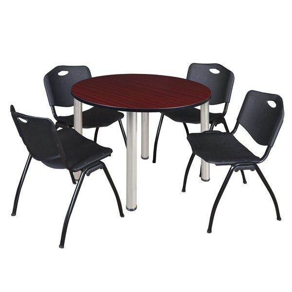 Round Tables > Breakroom Tables > Kee Round Table & Chair Sets, 48 W, 48 L, 29 H, Mahogany