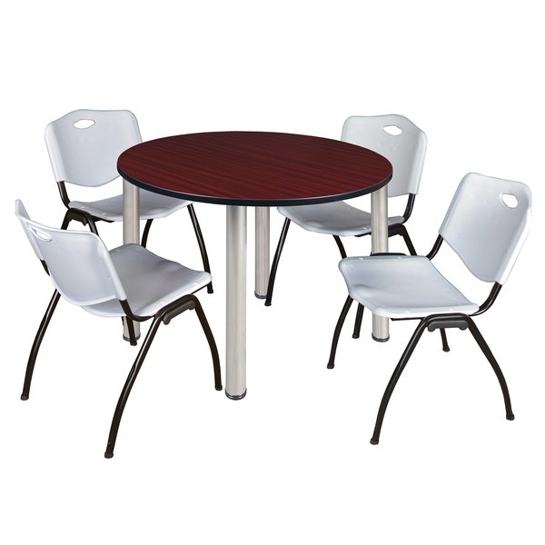 Round Tables > Breakroom Tables > Kee Round Table & Chair Sets, 48 W, 48 L, 29 H, Mahogany