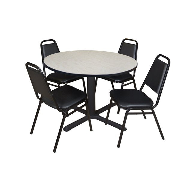 Round Tables > Breakroom Tables > Cain Round Table & Chair Sets, 48 W, 48 L, 29 H, Maple