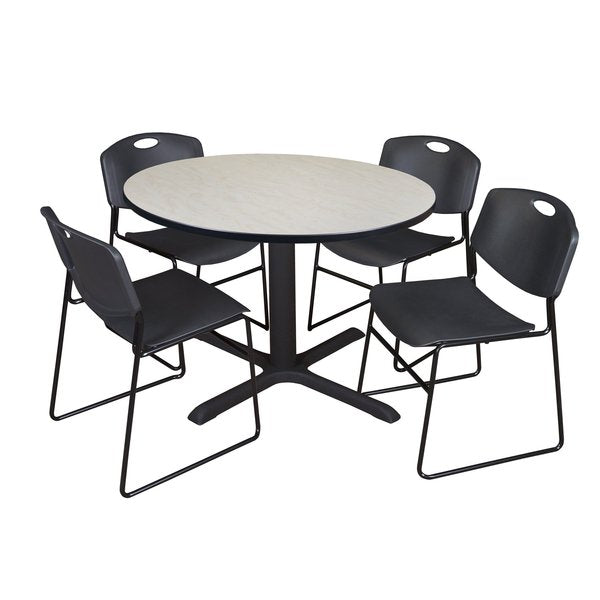 Round Tables > Breakroom Tables > Cain Round Table & Chair Sets, 48 W, 48 L, 29 H, Maple
