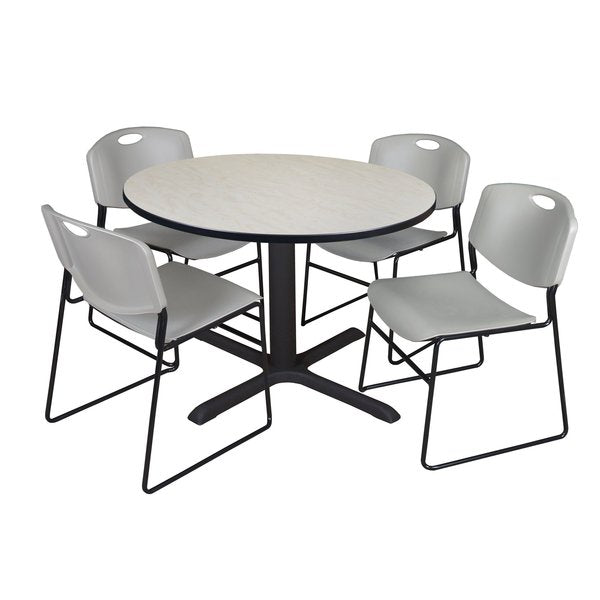 Round Tables > Breakroom Tables > Cain Round Table & Chair Sets, 48 W, 48 L, 29 H, Maple