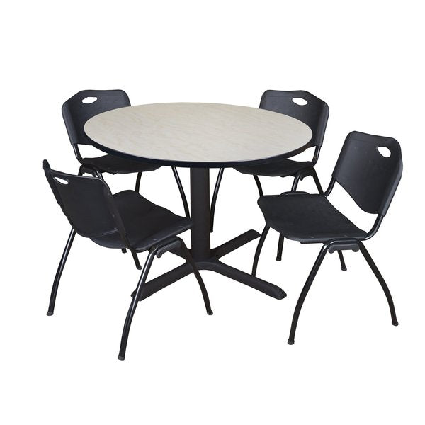 Round Tables > Breakroom Tables > Cain Round Table & Chair Sets, 48 W, 48 L, 29 H, Maple