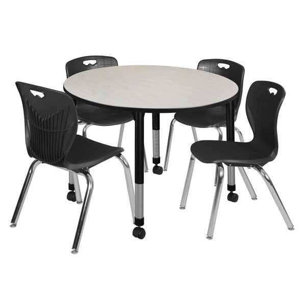 Tables > Height Adjustable > Round Mobile Table & Chair Sets, 48 X 48 X 23-34