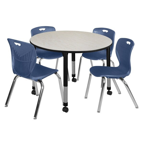 Tables > Height Adjustable > Round Mobile Table & Chair Sets, 48 X 48 X 23-34