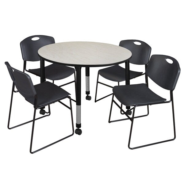 Tables > Height Adjustable > Round Mobile Table & Chair Sets, 48 X 48 X 23-34