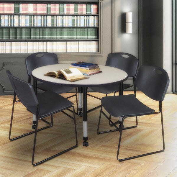 Tables > Height Adjustable > Round Mobile Table & Chair Sets, 48 X 48 X 23-34
