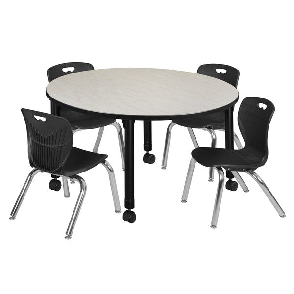 Tables > Height Adjustable > Round Mobile Table & Chair Sets, 48 X 48 X 23-34