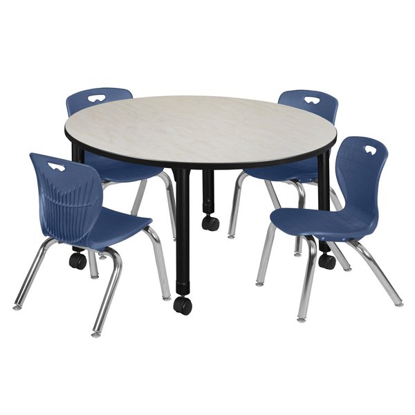 Tables > Height Adjustable > Round Mobile Table & Chair Sets, 48 X 48 X 23-34