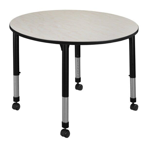 Tables > Height Adjustable > Round Mobile Tables, 48 X 48 X 23-34, Wood|Metal Top