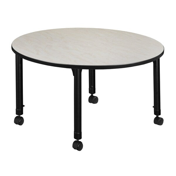 Tables > Height Adjustable > Round Mobile Tables, 48 X 48 X 23-34, Wood|Metal Top