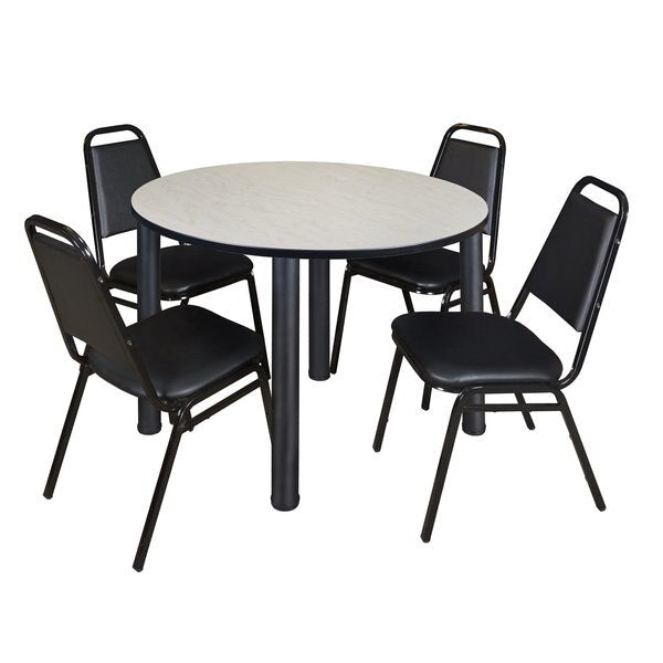Round Tables > Breakroom Tables > Kee Round Table & Chair Sets, 48 W, 48 L, 29 H, Maple