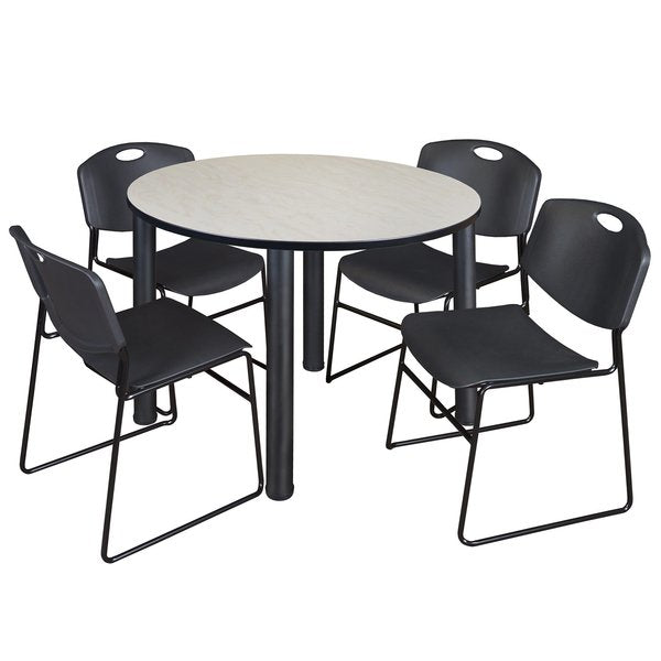 Round Tables > Breakroom Tables > Kee Round Table & Chair Sets, 48 W, 48 L, 29 H, Maple