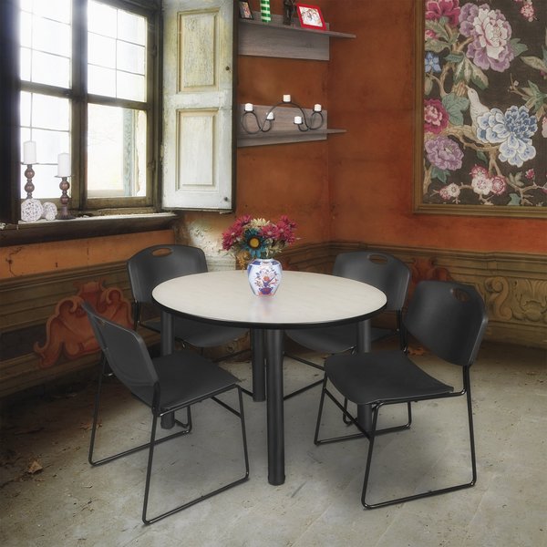 Round Tables > Breakroom Tables > Kee Round Table & Chair Sets, 48 W, 48 L, 29 H, Maple