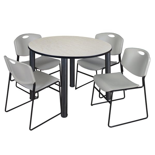 Round Tables > Breakroom Tables > Kee Round Table & Chair Sets, 48 W, 48 L, 29 H, Maple
