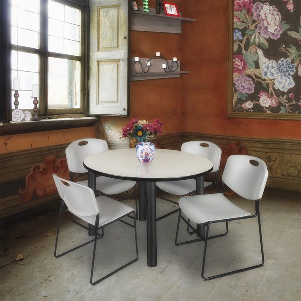 Round Tables > Breakroom Tables > Kee Round Table & Chair Sets, 48 W, 48 L, 29 H, Maple