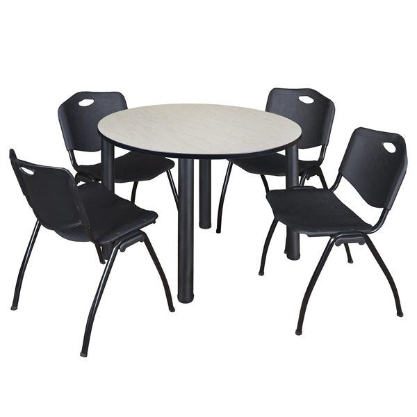 Round Tables > Breakroom Tables > Kee Round Table & Chair Sets, 48 W, 48 L, 29 H, Maple
