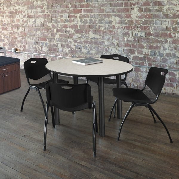 Round Tables > Breakroom Tables > Kee Round Table & Chair Sets, 48 W, 48 L, 29 H, Maple