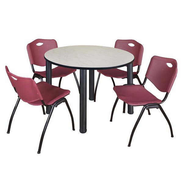 Round Tables > Breakroom Tables > Kee Round Table & Chair Sets, 48 W, 48 L, 29 H, Maple