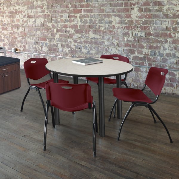 Round Tables > Breakroom Tables > Kee Round Table & Chair Sets, 48 W, 48 L, 29 H, Maple