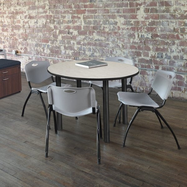 Round Tables > Breakroom Tables > Kee Round Table & Chair Sets, 48 W, 48 L, 29 H, Maple
