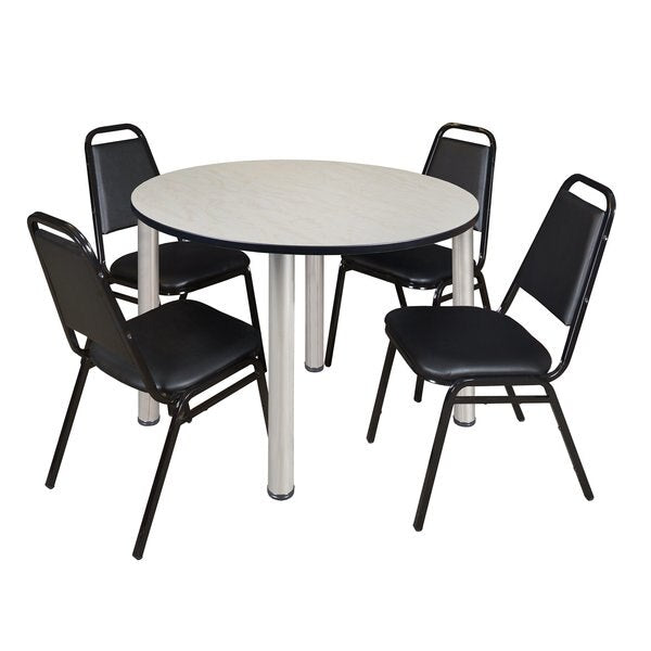 Round Tables > Breakroom Tables > Kee Round Table & Chair Sets, 48 W, 48 L, 29 H, Maple